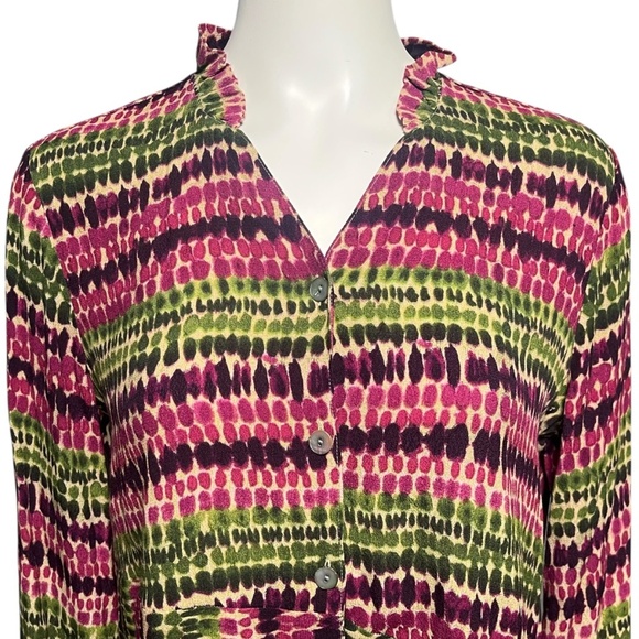 HABITAT Clothes To Live In Colorful Red Asymmetric Tunic Top Women's Size Small - Picture 2 of 6